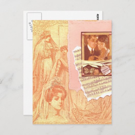 Vintage bruiloft 1920 briefkaart (Voorkant / Achterkant)