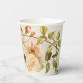 Vintage bruiloft Antiek roze rozenbloem Papieren Bekers (Achterkant)