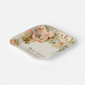 Vintage bruiloft Antiek roze rozenbloem Papieren Bordje (Gebogen)