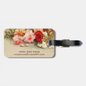 Vintage bruiloft, Antiek Rozen Bloemen Stilleven Bagagelabel (Achterkant horizontaal)