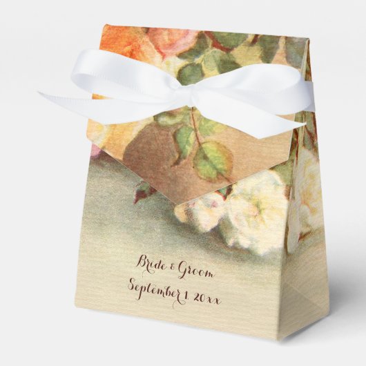 Vintage bruiloft, Antiek Rozen Bloemen Stilleven Bedankdoosjes (Voorkant Zijde)