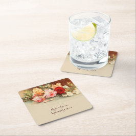 Vintage bruiloft, Antiek Rozen Bloemen Stilleven Kartonnen Onderzetters