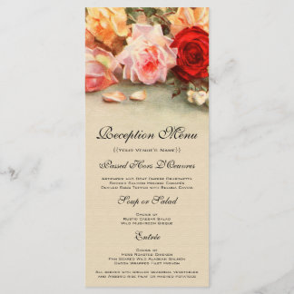 Vintage bruiloft, Antiek Rozen Bloemen Stilleven Menu