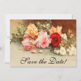 Vintage bruiloft, Antiek Rozen Bloemen Stilleven Save The Date