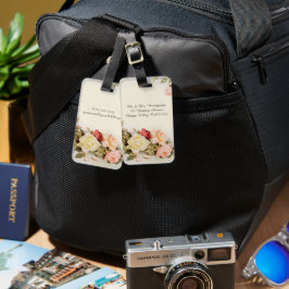 Vintage Bruiloft Antiek Tuin Roos Bloemen Bagagelabel