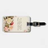Vintage Bruiloft Antiek Tuin Roos Bloemen Bagagelabel (Voorkant horizontaal)