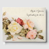 Vintage Bruiloft Antiek Tuin Roos Bloemen Gastenboek (Voorkant)
