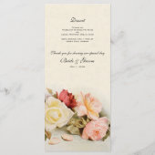 Vintage Bruiloft Antiek Tuin Roos Bloemen Menu (Achterkant)