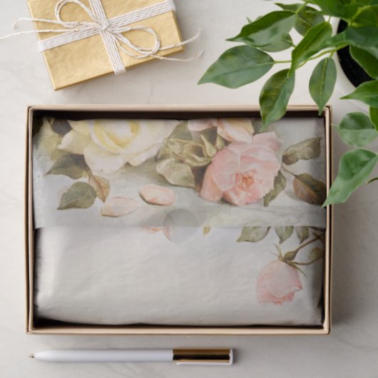 Vintage Bruiloft Antiek Tuin Roos Bloemen Tissuepapier (Geschenk)