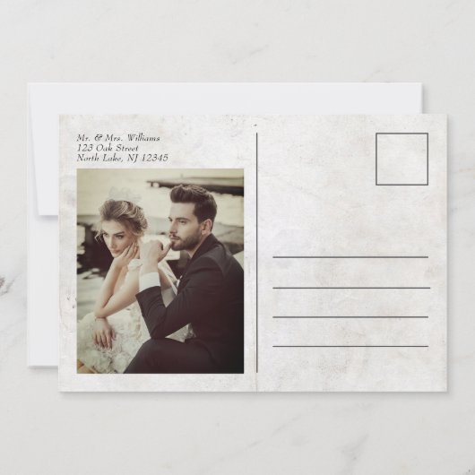 Vintage bruiloft bedankkaart, bruiloft krant bedankkaart (Achterkant)