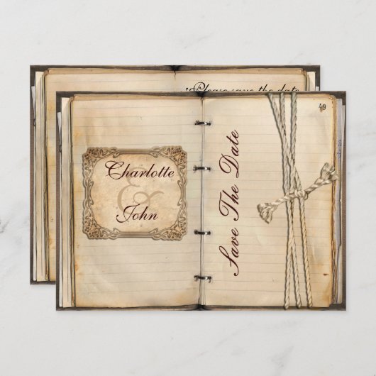 Vintage bruiloft Bewaar de datum Aankondigingskaart (Voorkant / Achterkant)