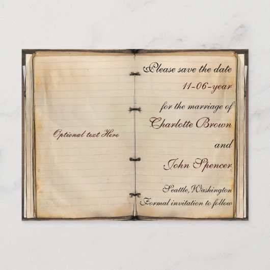Vintage bruiloft Bewaar de datum Aankondigingskaart (Achterkant)