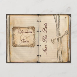 Vintage bruiloft Bewaar de datum Aankondigingskaart