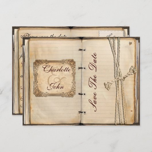 Vintage bruiloft Bewaar de datum Aankondigingskaart (Voorkant / Achterkant)