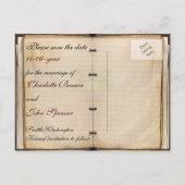 Vintage bruiloft Bewaar de datum Aankondigingskaart (Achterkant)