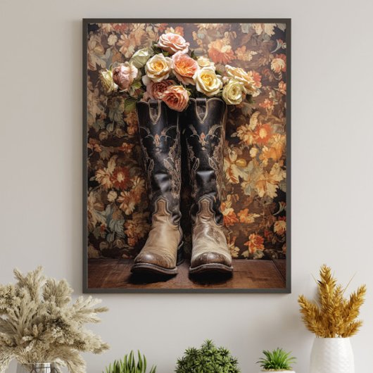 Vintage bruiloft Bloemen Cowboy laarzen Decoupage Tissuepapier