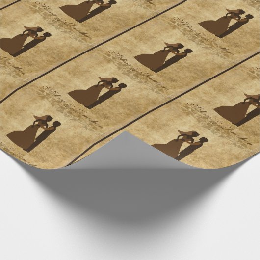 Vintage bruiloft Bride & Groom Cadeaupapier (Hoek)