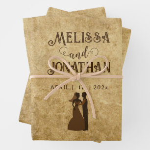 Vintage bruiloft Bride Groom eens per keer Inpakpapier Vel