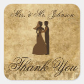 Vintage bruiloft Bride Groom Hartelijk dank Vierkante Sticker (Voorkant)