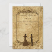 Vintage bruiloft Bride Groom Uitnodigen Kaart (Achterkant)