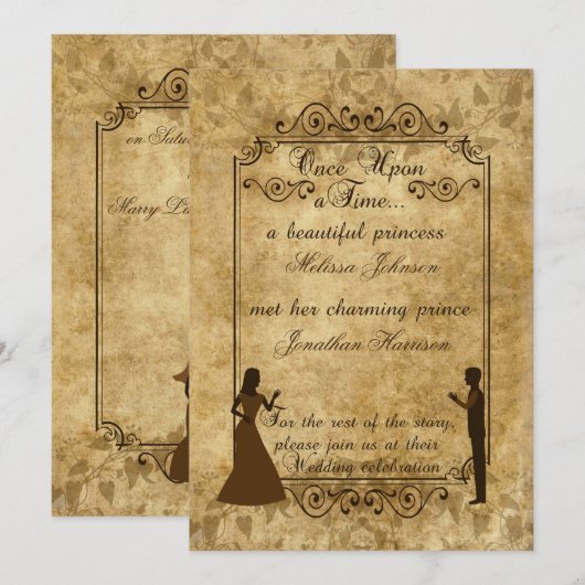 Vintage bruiloft Bride Groom Uitnodigen Kaart (Voorkant / Achterkant)