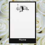 Vintage bruiloft Briefpapier<br><div class="desc">Bride en Groom vertrekken voor hun huwelijksreis in een oude auto</div>