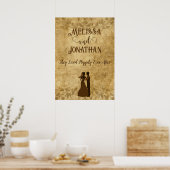 Vintage bruiloft bruid bruidegom Gelukkig ooit na Poster (Keuken)