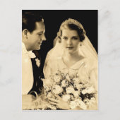 Vintage bruiloft bruid en bruidegom briefkaart (Voorkant)