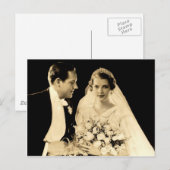 Vintage bruiloft bruid en bruidegom briefkaart (Voorkant / Achterkant)