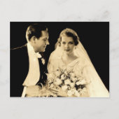 Vintage bruiloft bruid en bruidegom briefkaart (Voorkant)