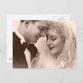 Vintage bruiloft bruid en bruidegom briefkaart (Voorkant / Achterkant)