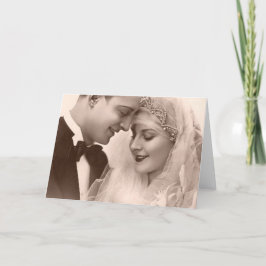 Vintage bruiloft bruid en bruidegom kaart