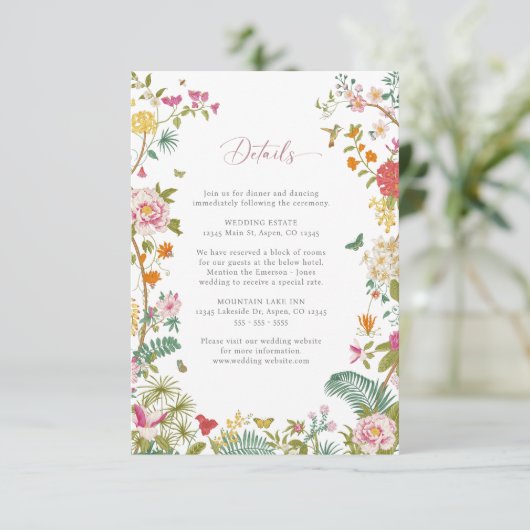 Vintage bruiloft Detail Kaart (Staand voorkant)