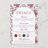 Vintage bruiloft details | Bourgondische toiletrui Informatiekaartje (Voorkant)