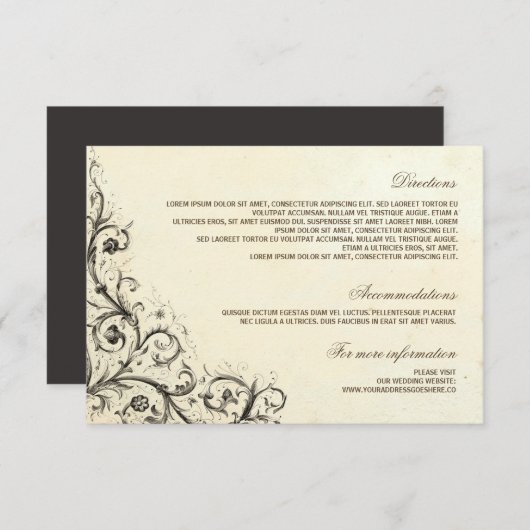 Vintage bruiloft details - Informatie Kaarten (Voorkant / Achterkant)