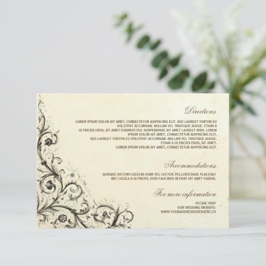 Vintage bruiloft details - Informatie Kaarten (Staand voorkant)