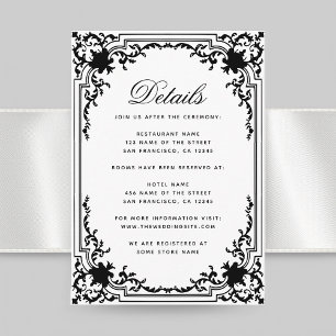 Vintage bruiloft details zwart en wit monochroom informatiekaartje