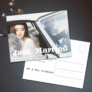 Vintage bruiloft Elopement Minimale Typografie 70s Briefkaart