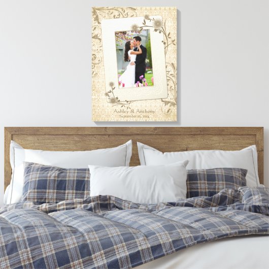 Vintage bruiloft fotosjabloon canvas Afbeelding (Insitu (Slaapkamer))