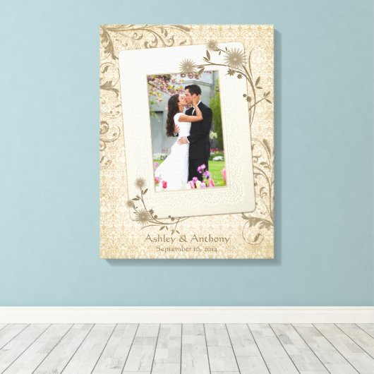 Vintage bruiloft fotosjabloon canvas Afbeelding (Insitu (Houten vloer))