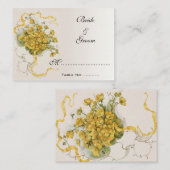Vintage bruiloft, gele boterbloem bloemen en bijen plaatskaartje (Voorkant / Achterkant)