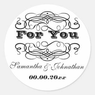 Vintage bruiloft gunst "Voor u" Ronde Sticker