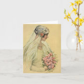 Vintage bruiloft Kaart bruid (Gele Bloem)