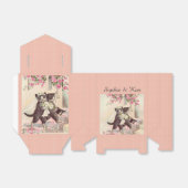 Vintage bruiloft katten bedankdoosjes (Uitgevouwen)