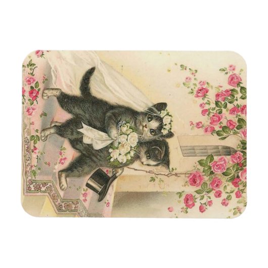 Vintage bruiloft katten, magneet (Horizontaal)