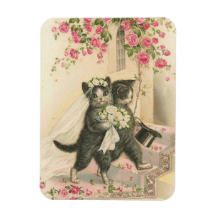 Vintage bruiloft katten, magneet