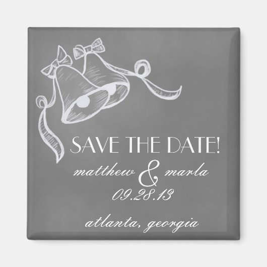 Vintage bruiloft klokken "Save the Date" Magneten (Voorkant)