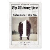 Vintage bruiloft krant foto tafel nummer Kaart (Voorkant)