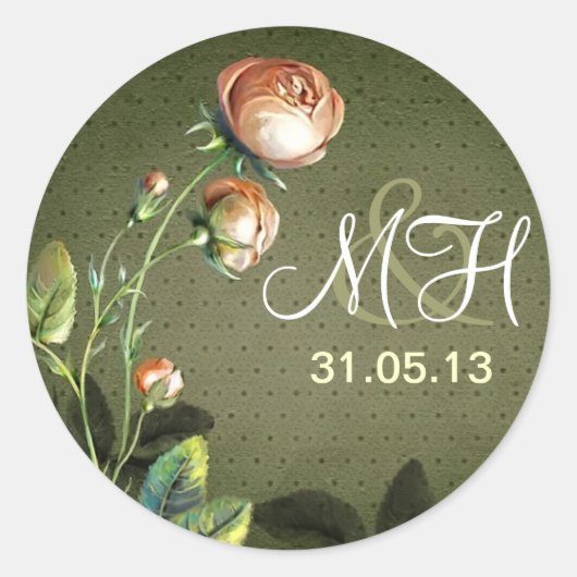 Vintage bruiloft liefde namen monogram stickers (Voorkant)
