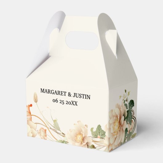 Vintage bruiloft Lotus Bloem Bedankdoosjes (Voorkant Zijde)